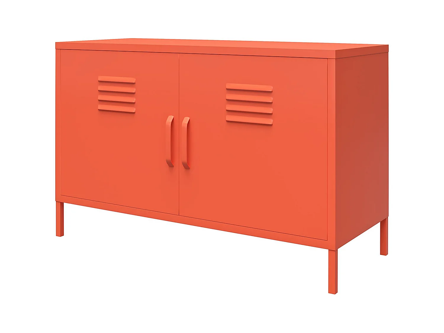 Schrank mit 2 Türen aus Metall, orange