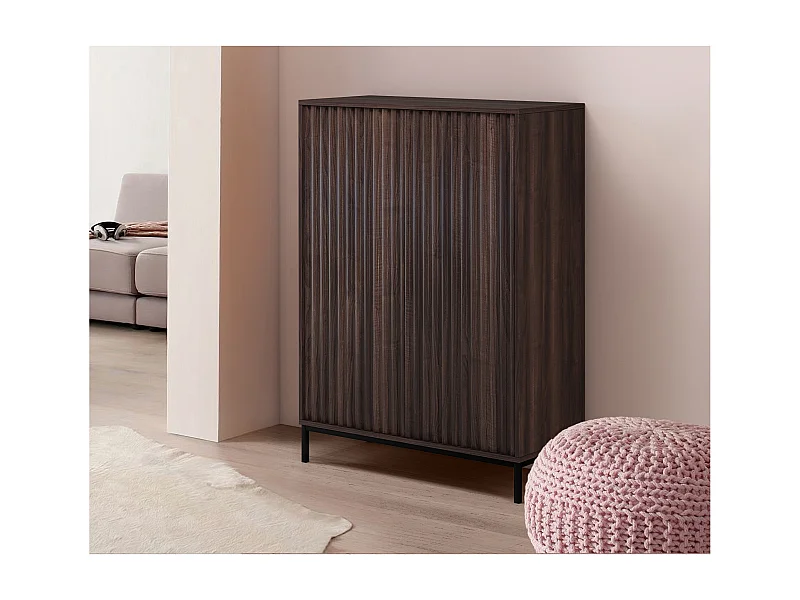 Celine | Buffet Haut avec 2 Portes en Panneau de particules Noyer