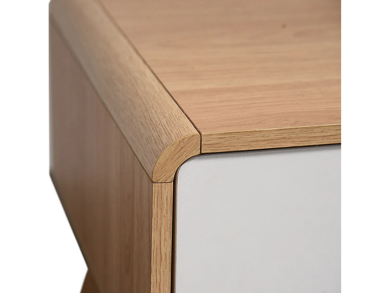 Cassie | Lowboard avec 2 tiroirs en panneau de particules chêne et blanc