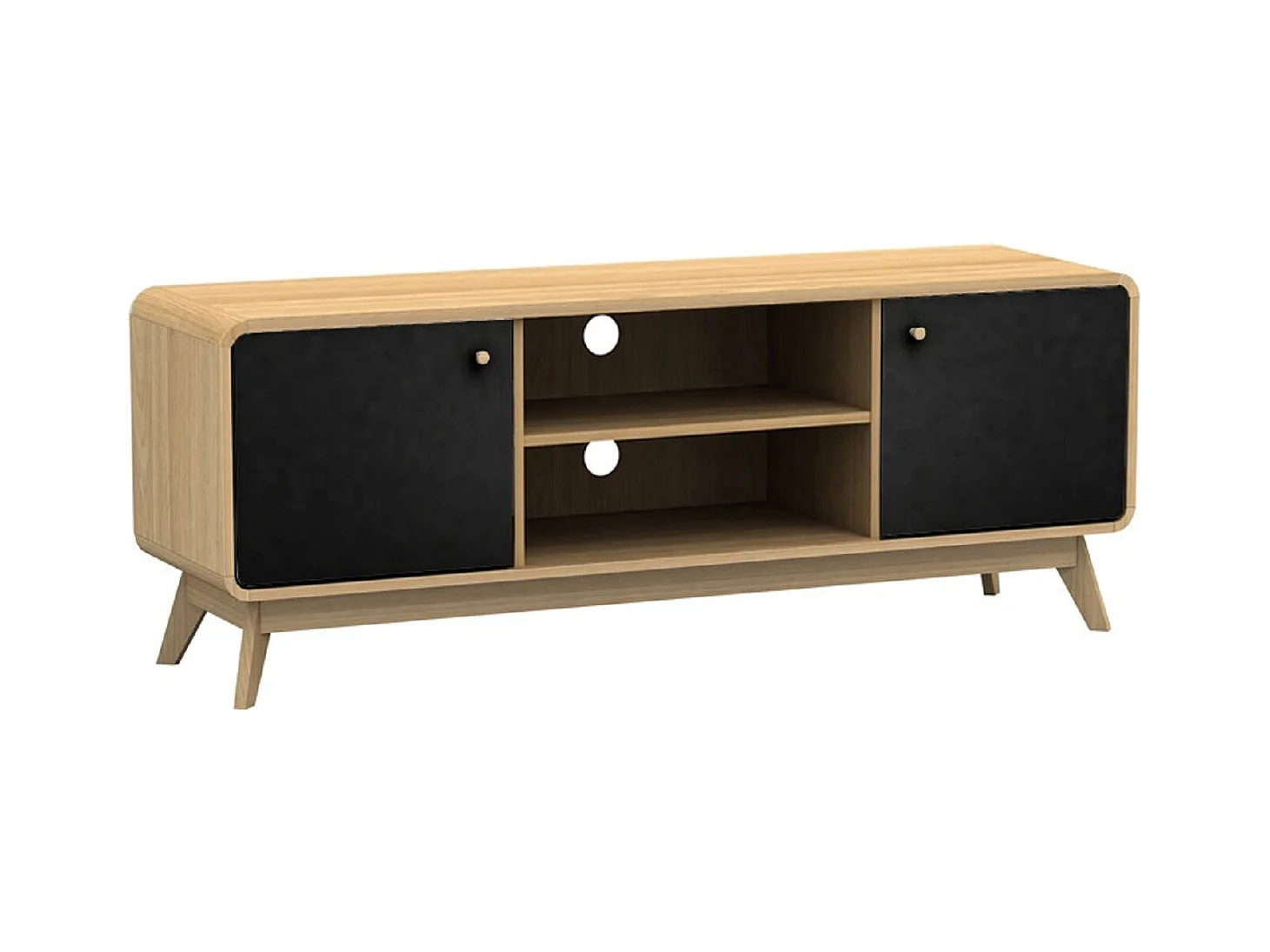 Cassie | Lowboard à 2 portes en panneau de particules chêne et noir