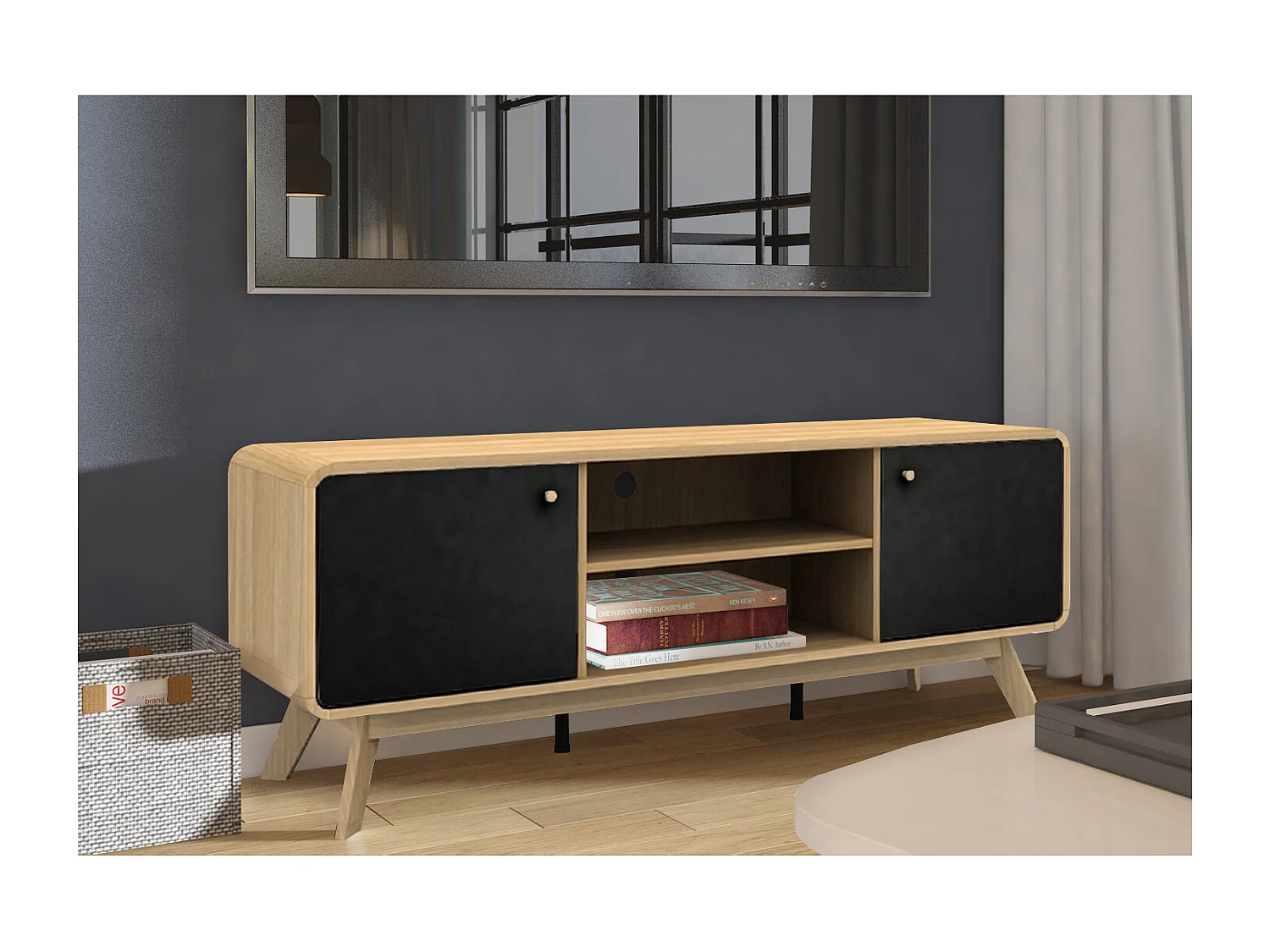 Cassie| Mobile TV con 2 ante effetto rovere e nero