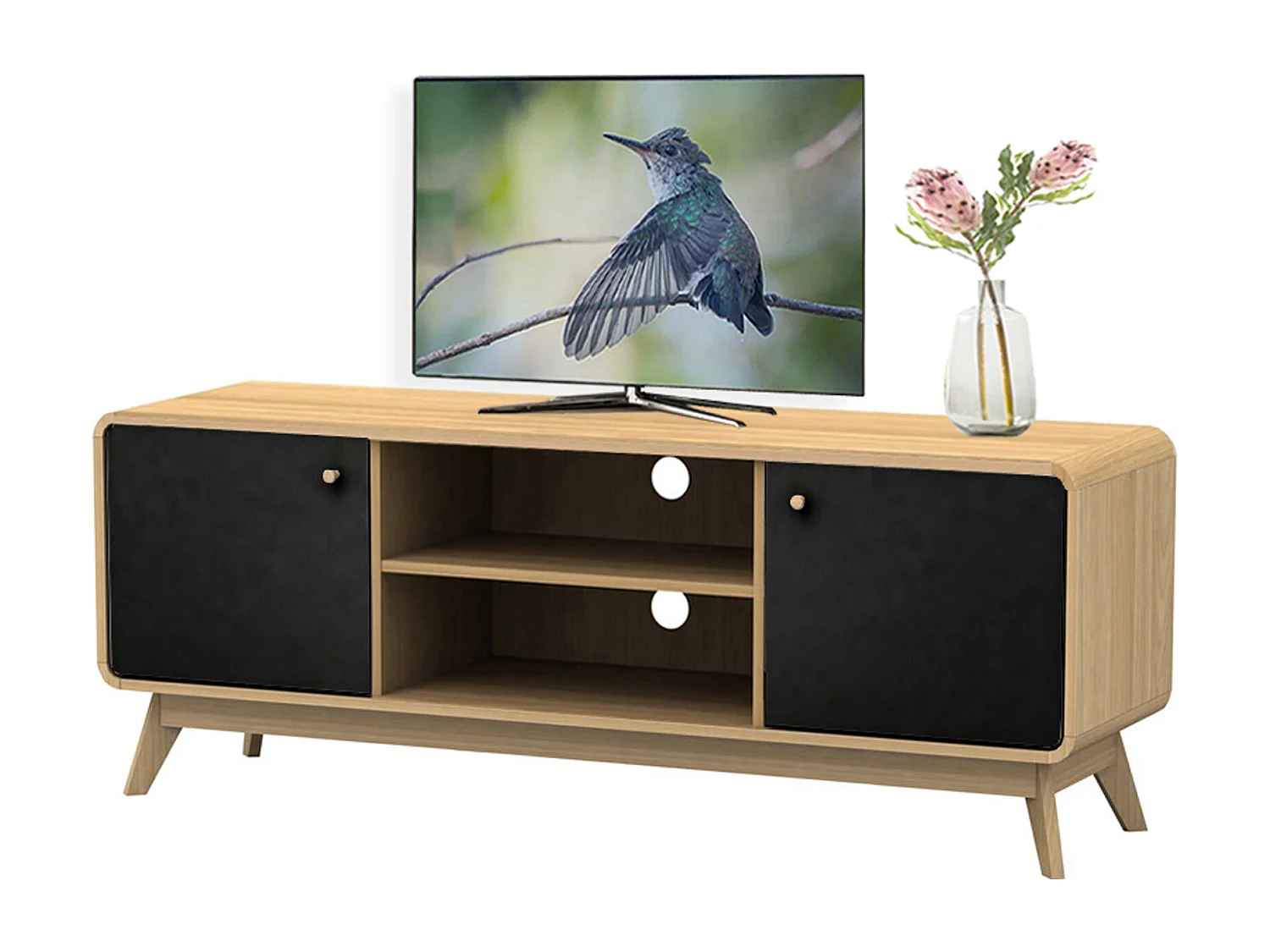 Cassie| Mobile TV con 2 ante effetto rovere e nero