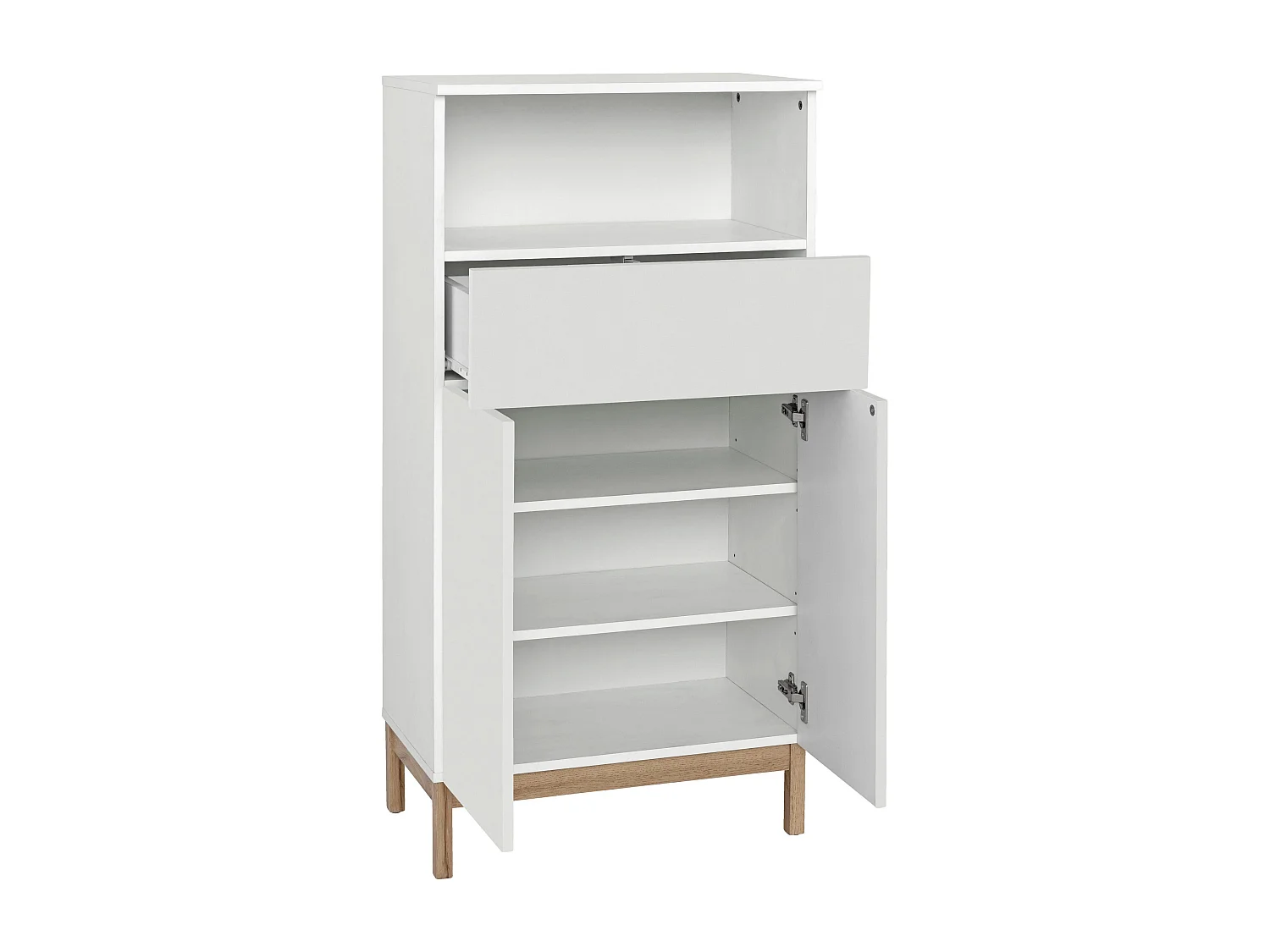 Mirza | Armoire avec 2 portes et 1 tiroir en panneaux de particules blanc