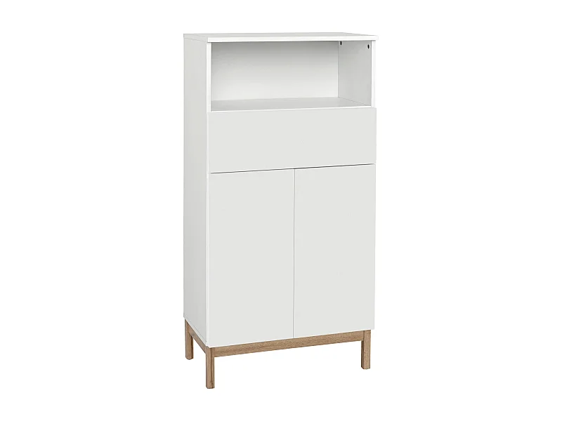 Mirza | Armoire avec 2 portes et 1 tiroir en panneaux de particules blanc