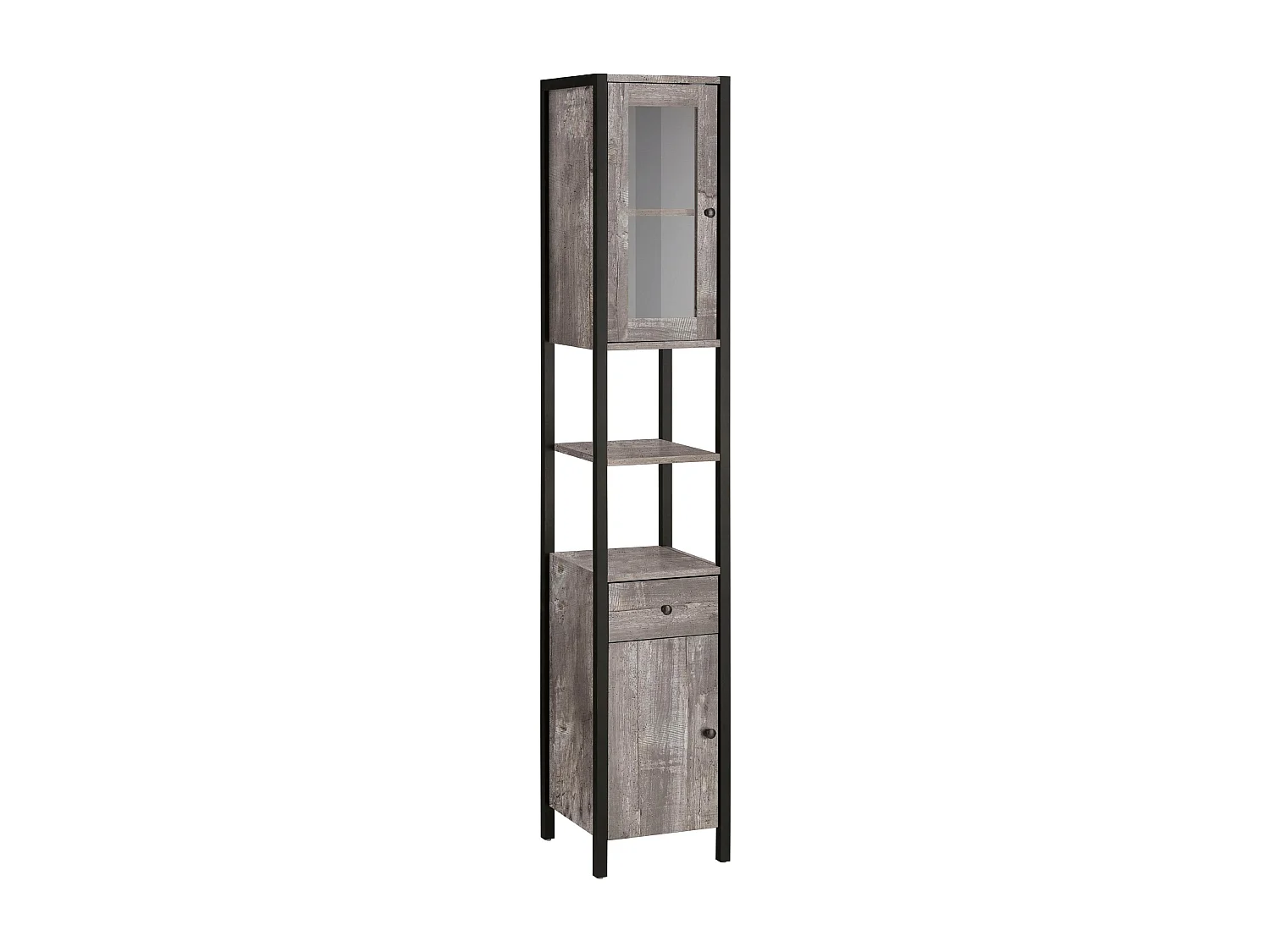 Chris | Armoire avec 1 porte vitrée et 1 porte en béton aggloméré