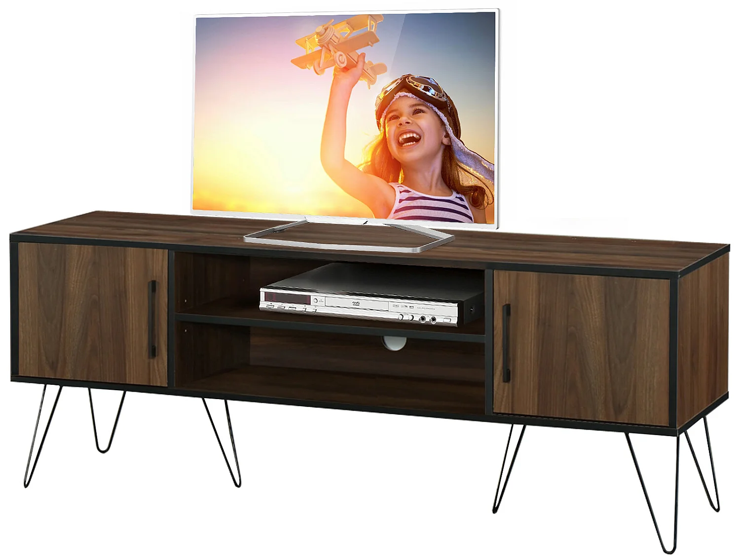 Saphire | Lowboard avec 2 portes en MDF marron