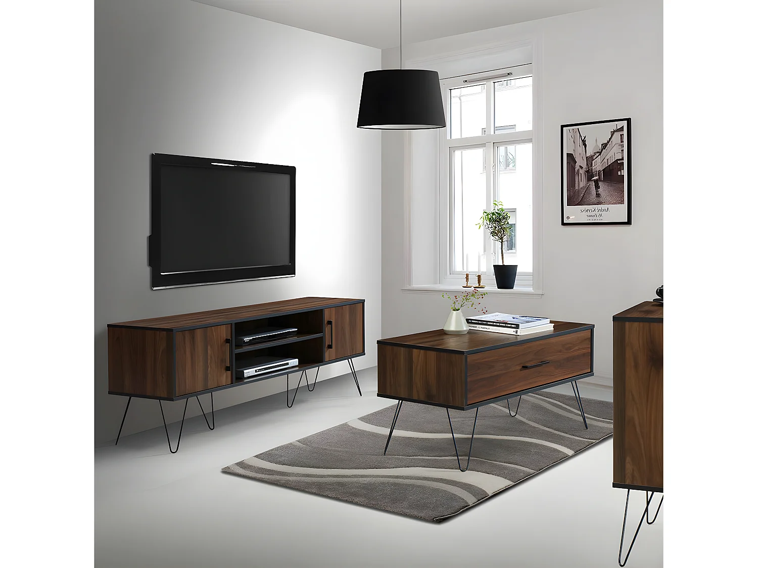 Saphire | Lowboard avec 2 portes en MDF marron