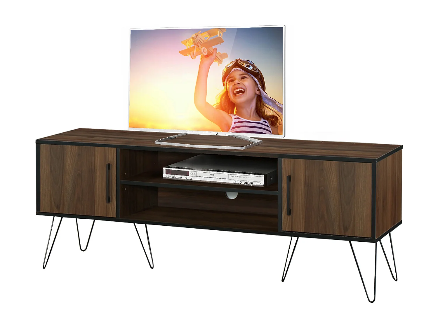 Saphire | Lowboard avec 2 portes en MDF marron