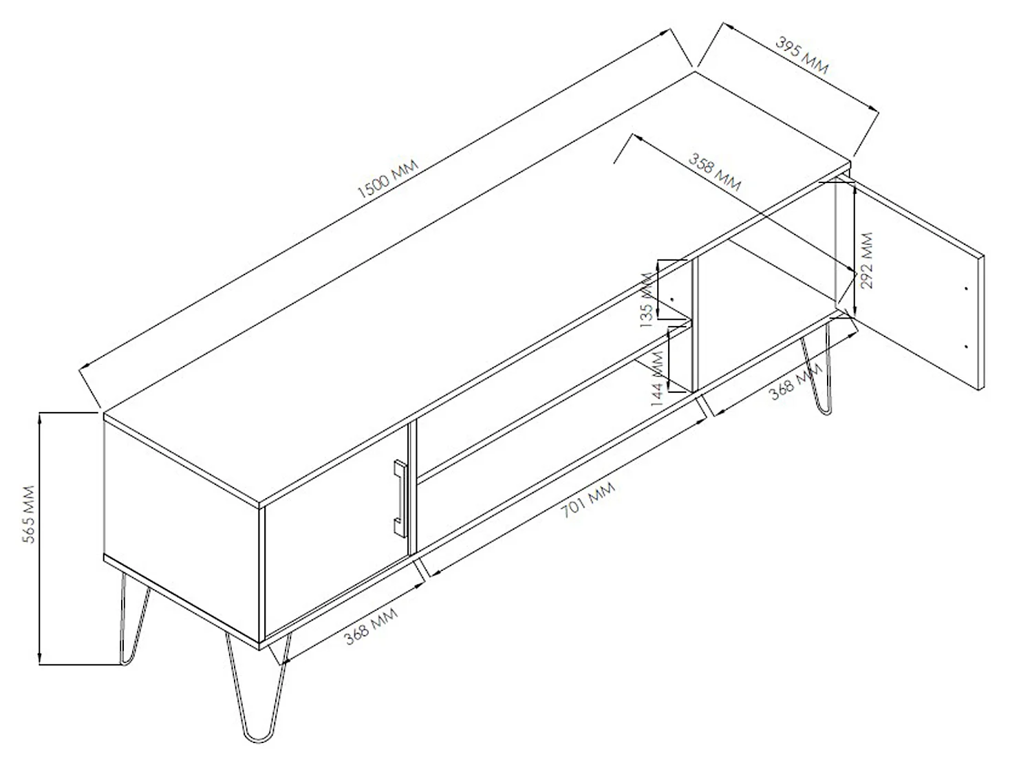 Saphire | Lowboard avec 2 portes en MDF marron