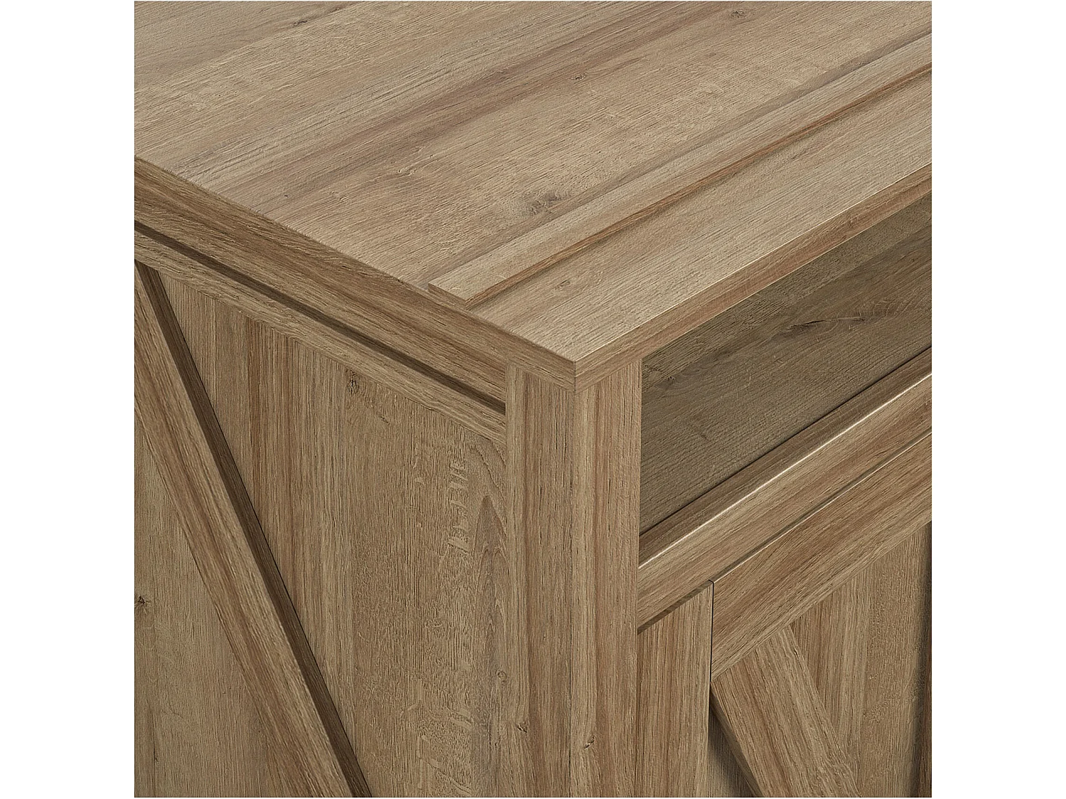 Farmington-TV-meubel met elektrische open haard in eiken spaanplaat