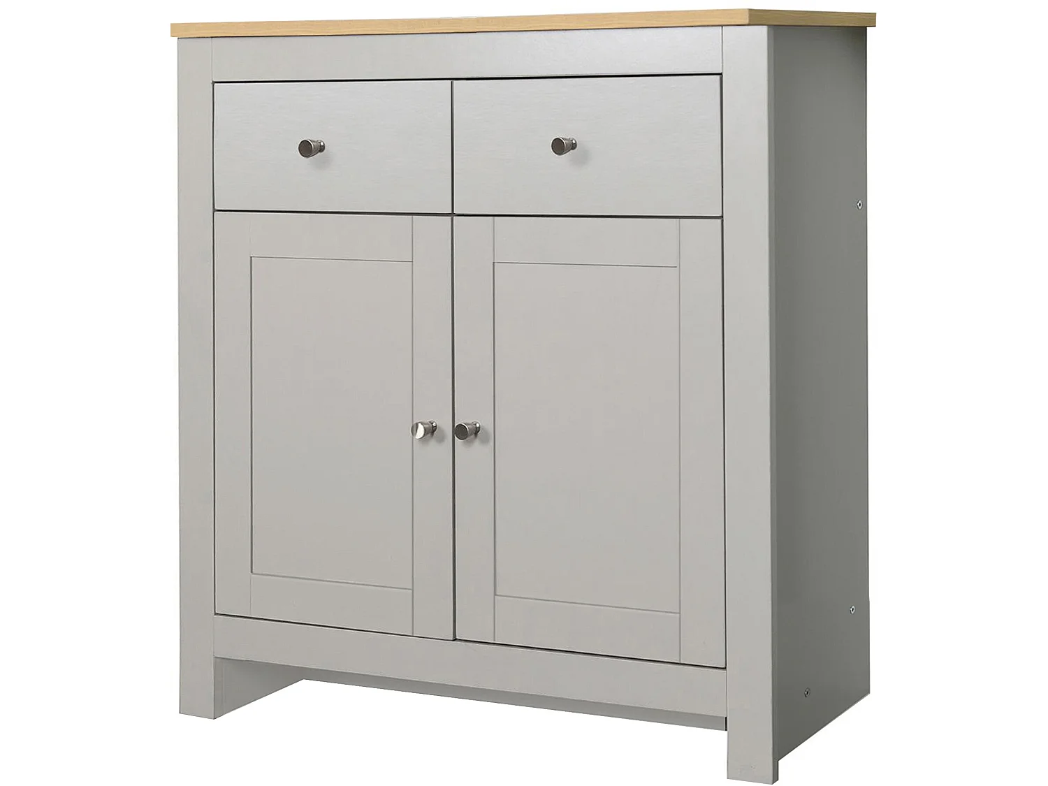 Emerald | Buffet avec 2 portes et 2 tiroirs en MDF chêne et gris