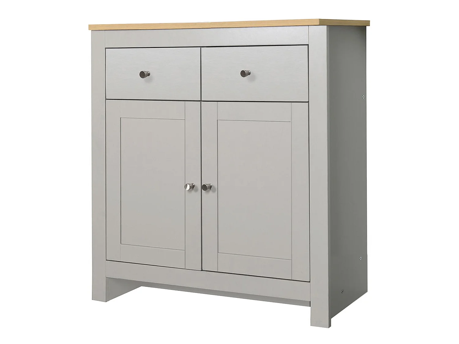 Emerald | Buffet avec 2 portes et 2 tiroirs en MDF chêne et gris