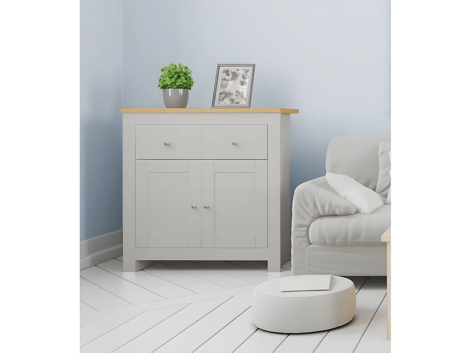 Emerald| Credenza con 2 ante e 2 cassetti effetto legno rovere grigio