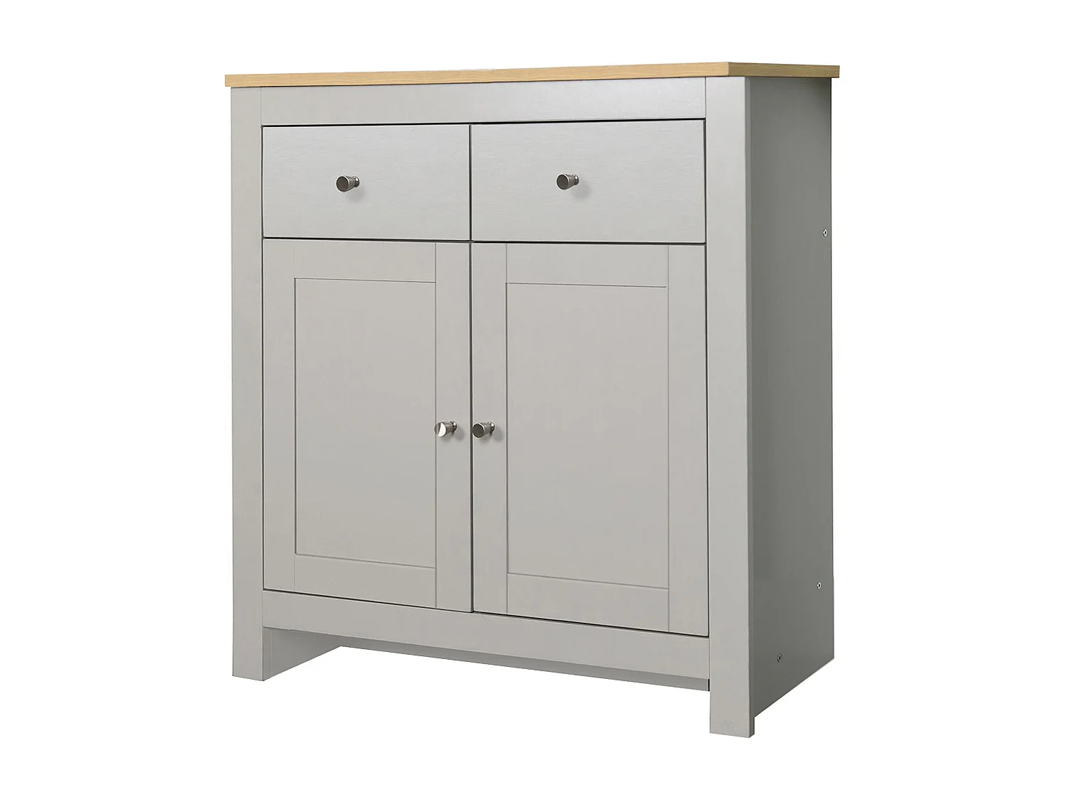 Emerald | Buffet avec 2 portes et 2 tiroirs en MDF chêne et gris