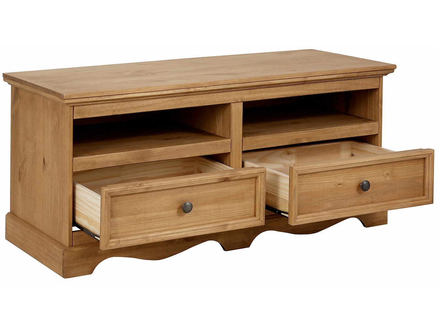 Credenza bassa con 2 cassetti in pino naturale