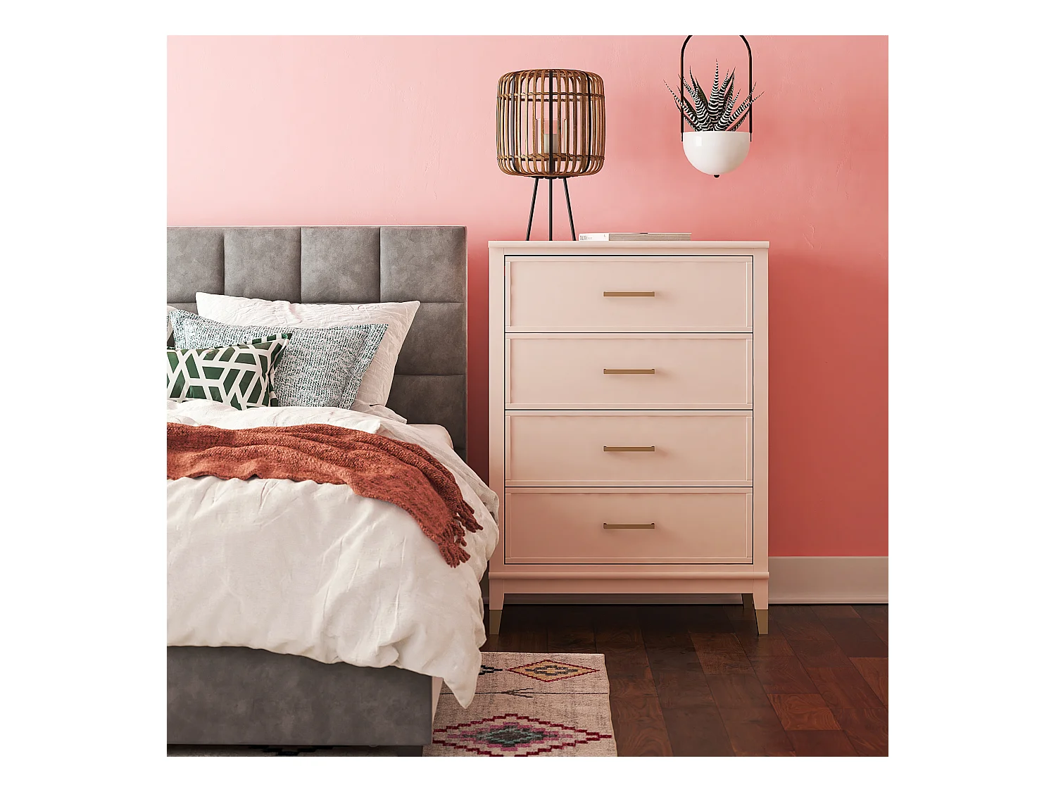 Kommode mit 4 Schubladen in MDF rosa