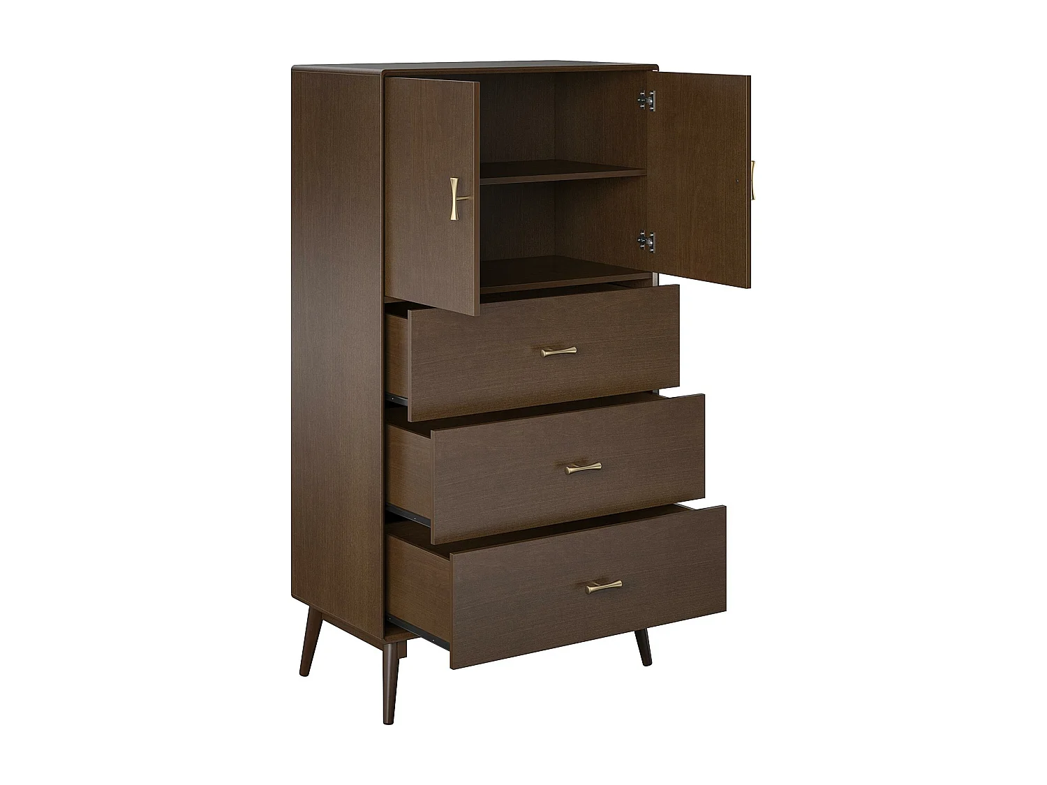 Kommode mit 3 Schubladen aus MDF-Walnuss