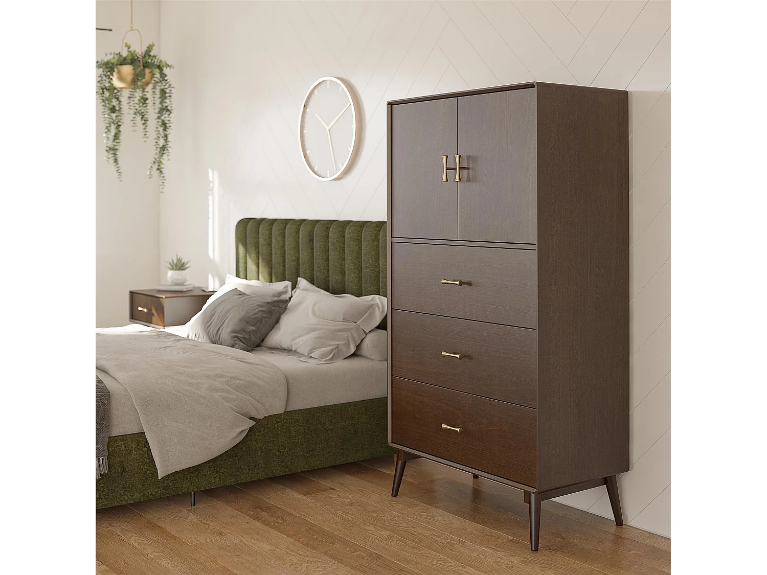 Kommode mit 3 Schubladen aus MDF-Walnuss