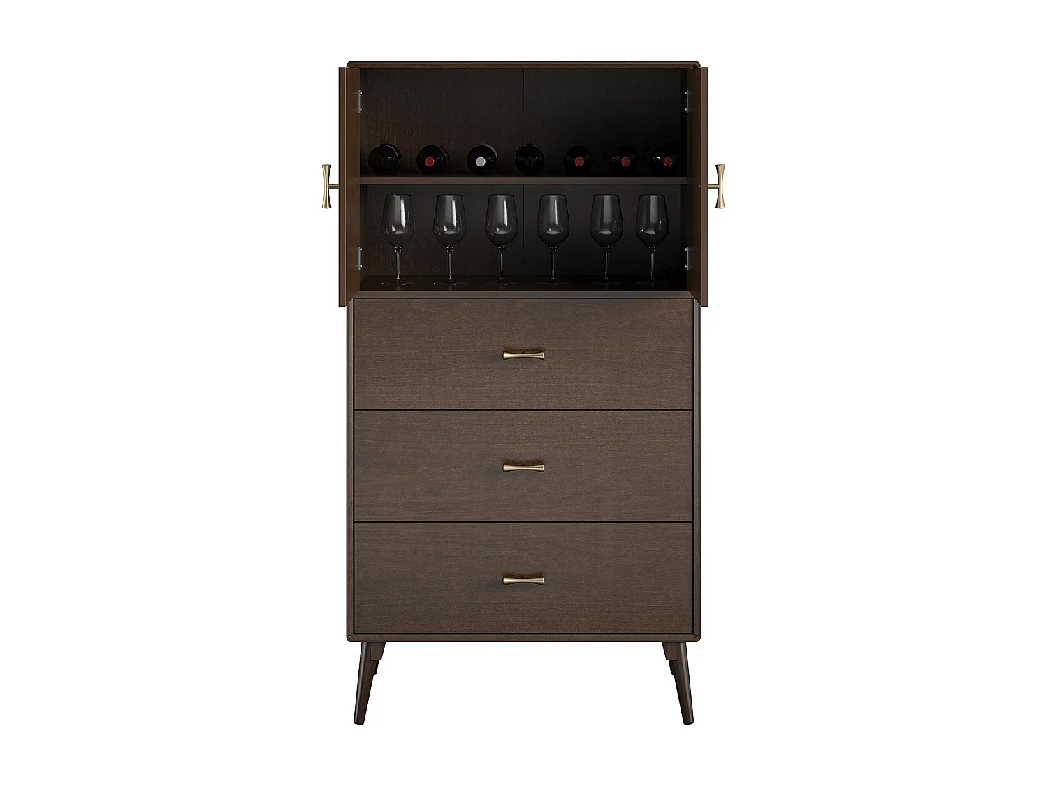 Kommode mit 3 Schubladen aus MDF-Walnuss