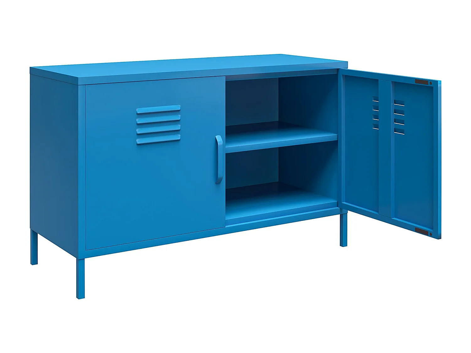 Mueble con 2 puertas en metal azul