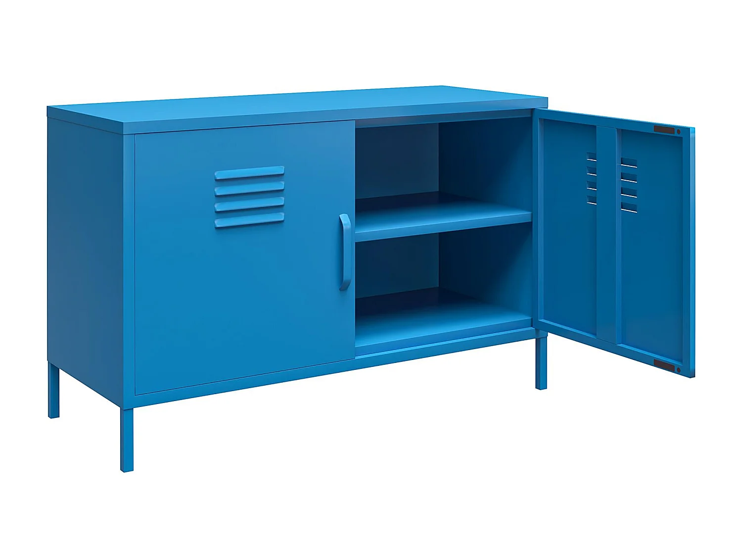 Mueble con 2 puertas en metal azul