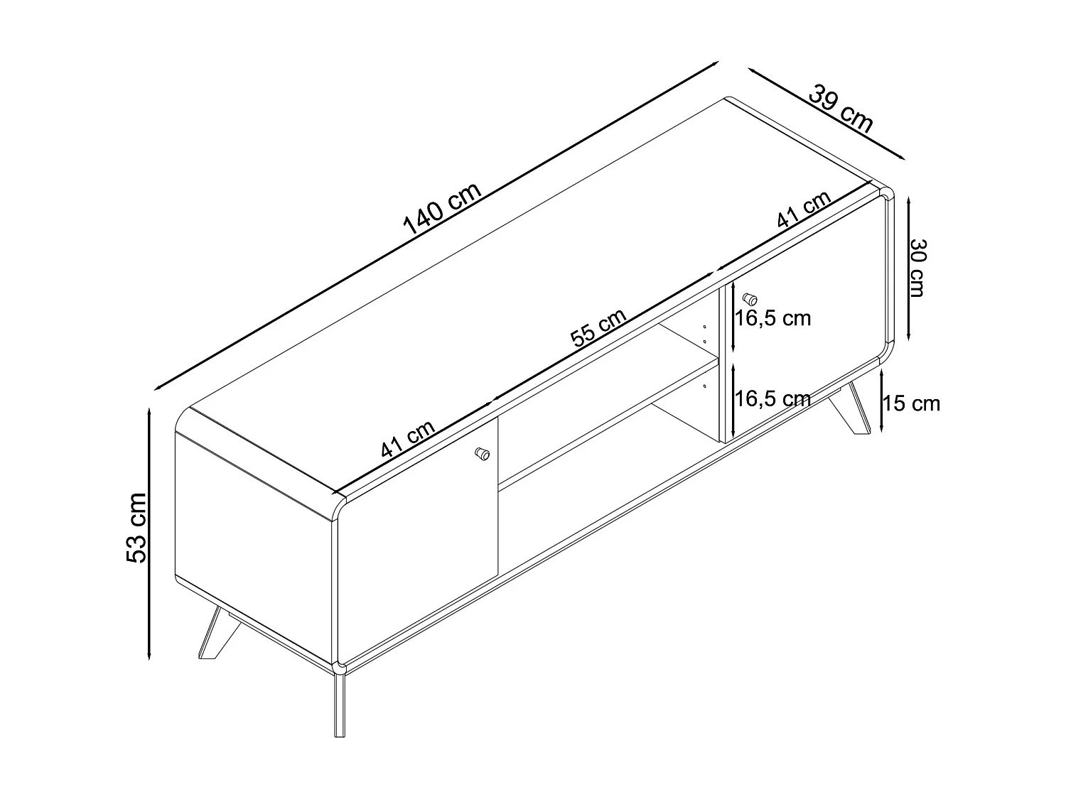 Cassie| Mobile TV con 2 ante effetto noce