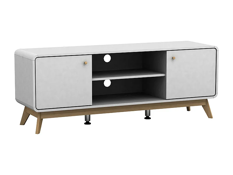 Cassie| Mobile TV con 2 ante effetto legno bianco