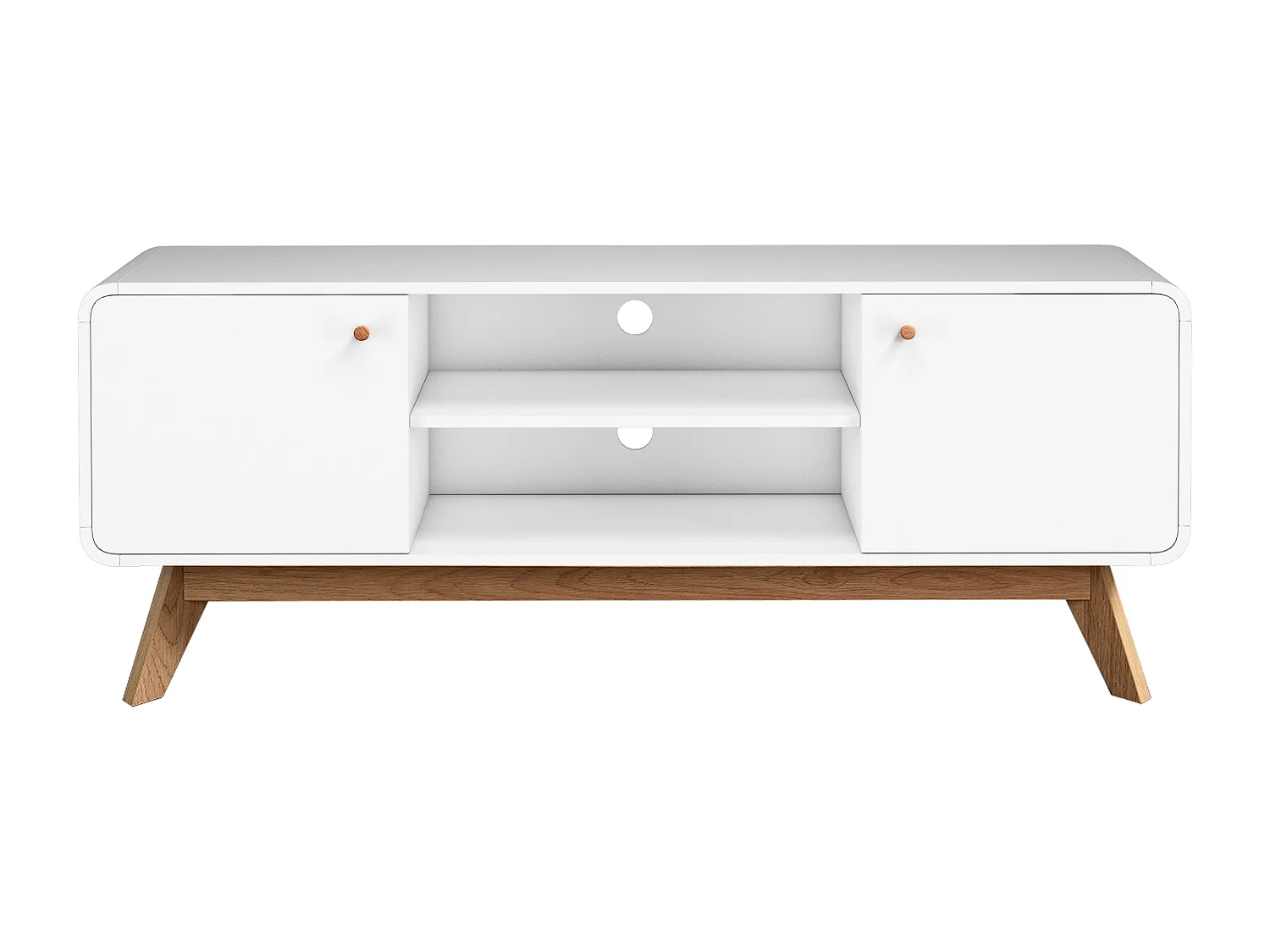 Cassie | Lowboard avec 2 portes en panneau de particules blanc