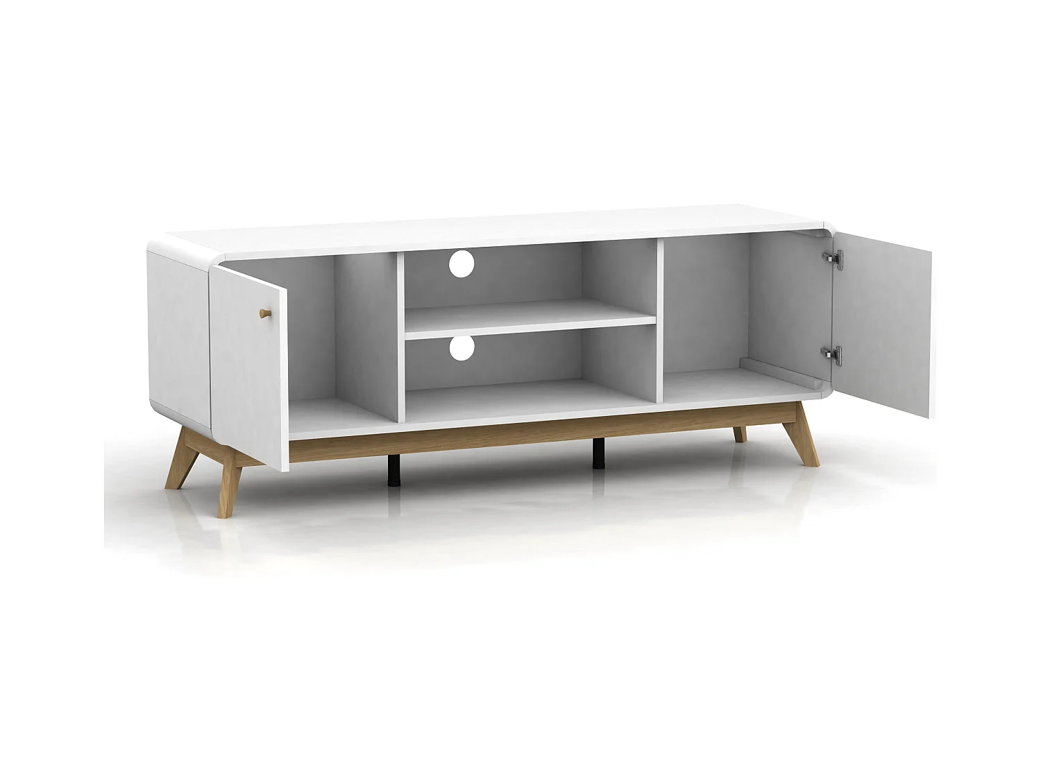 Cassie | Lowboard avec 2 portes en panneau de particules blanc