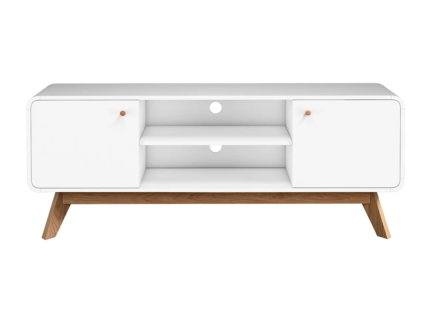 Cassie | Lowboard avec 2 portes en panneau de particules blanc