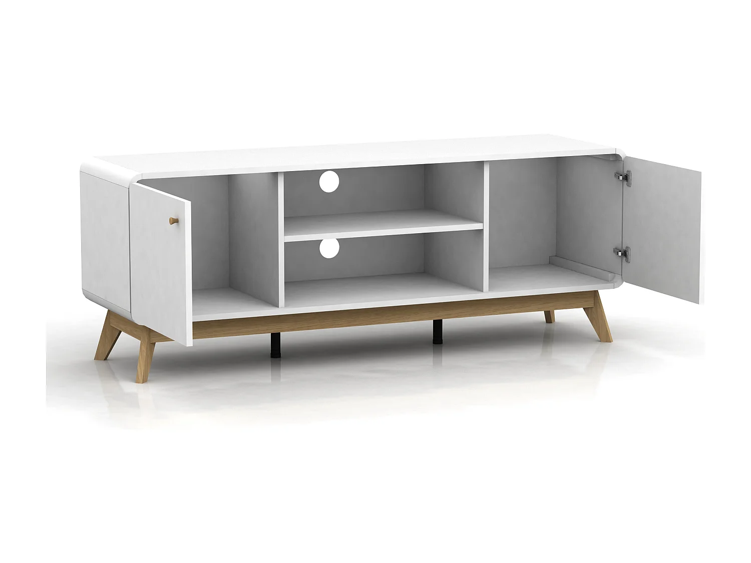 Cassie | Lowboard avec 2 portes en panneau de particules blanc