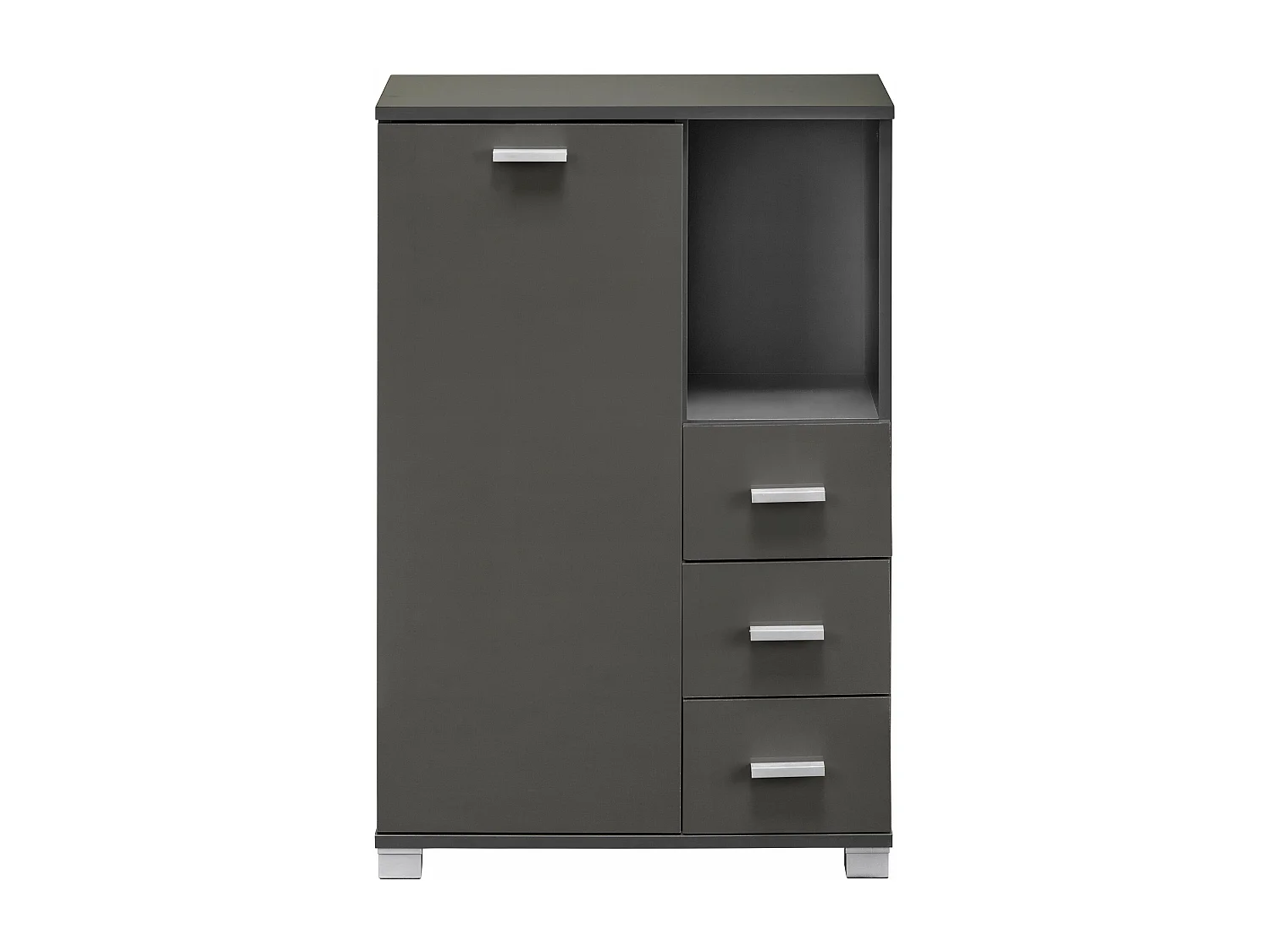 Mobile con 1 anta e 3 cassetti in MDF grigio