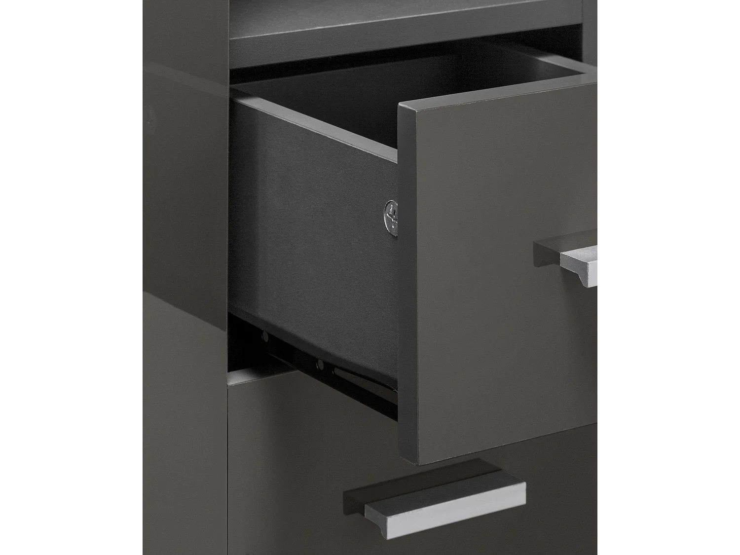 Mobile con 1 anta e 3 cassetti in MDF grigio