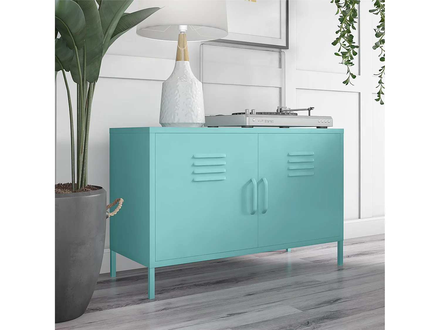 Cache | Armoire à 2 portes en métal menthe