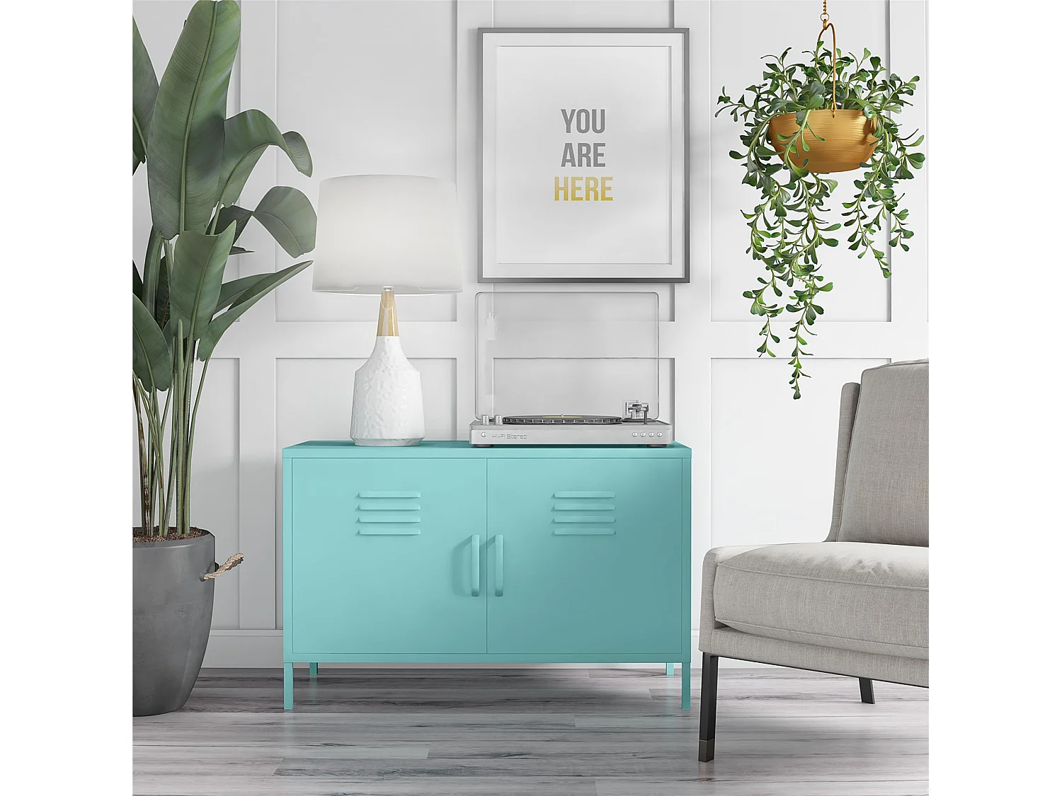 Cache | Armoire à 2 portes en métal menthe