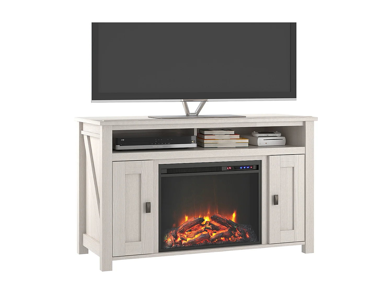 Farmington | Cheminée 2 portes en panneaux de particules blanc