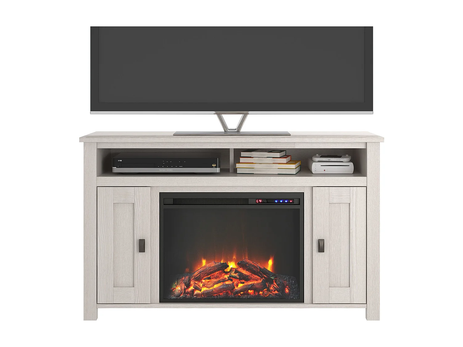 Farmington | Cheminée 2 portes en panneaux de particules blanc