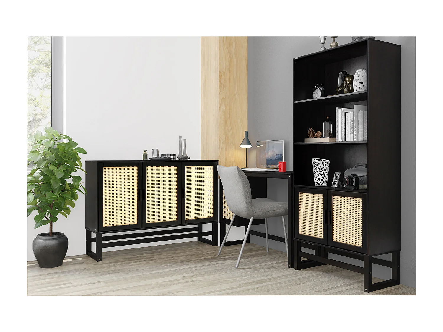 Jolene | Buffet 3 portes en pin expresso