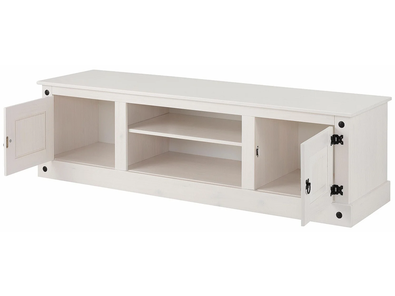 Mexico | Lowboard avec 2 portes et 2 compartiments ouverts en pin blanc