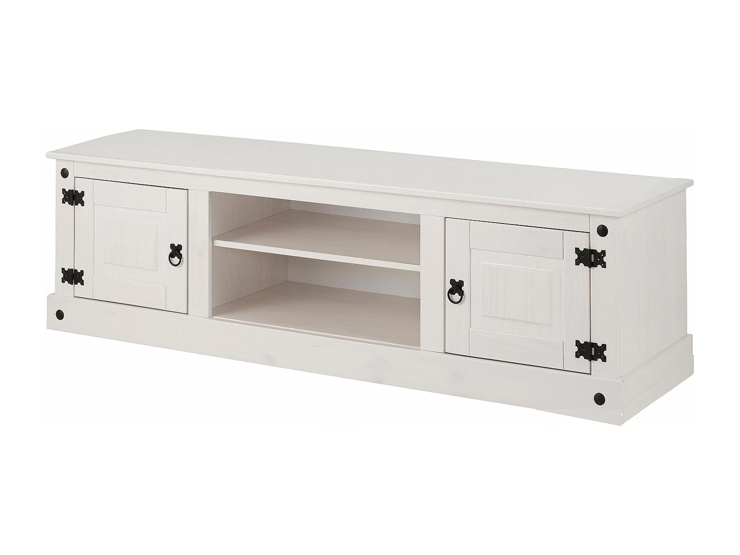 Mexico | Lowboard avec 2 portes et 2 compartiments ouverts en pin blanc