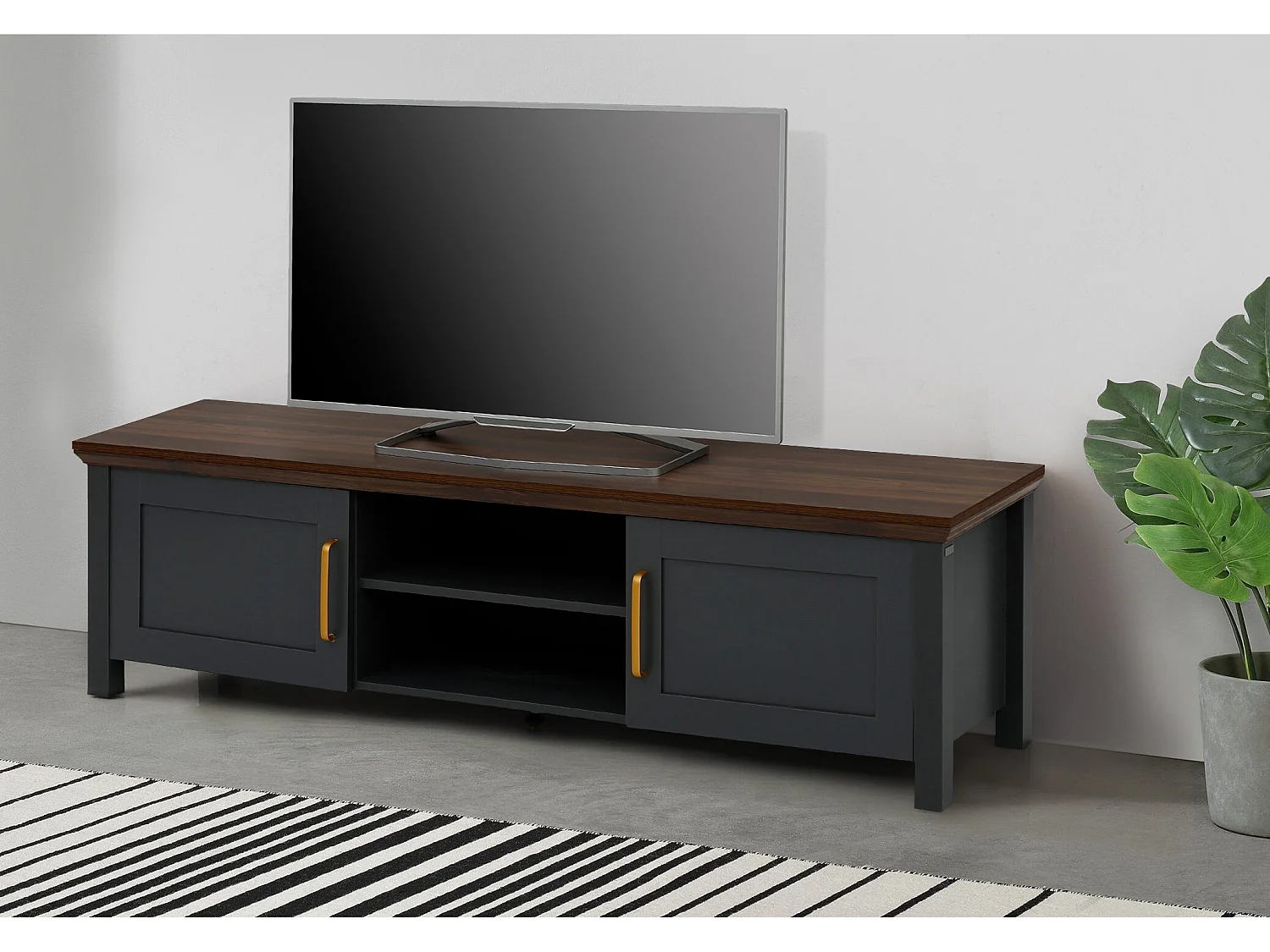 Marion | Lowboard avec 2 portes en MDF gris