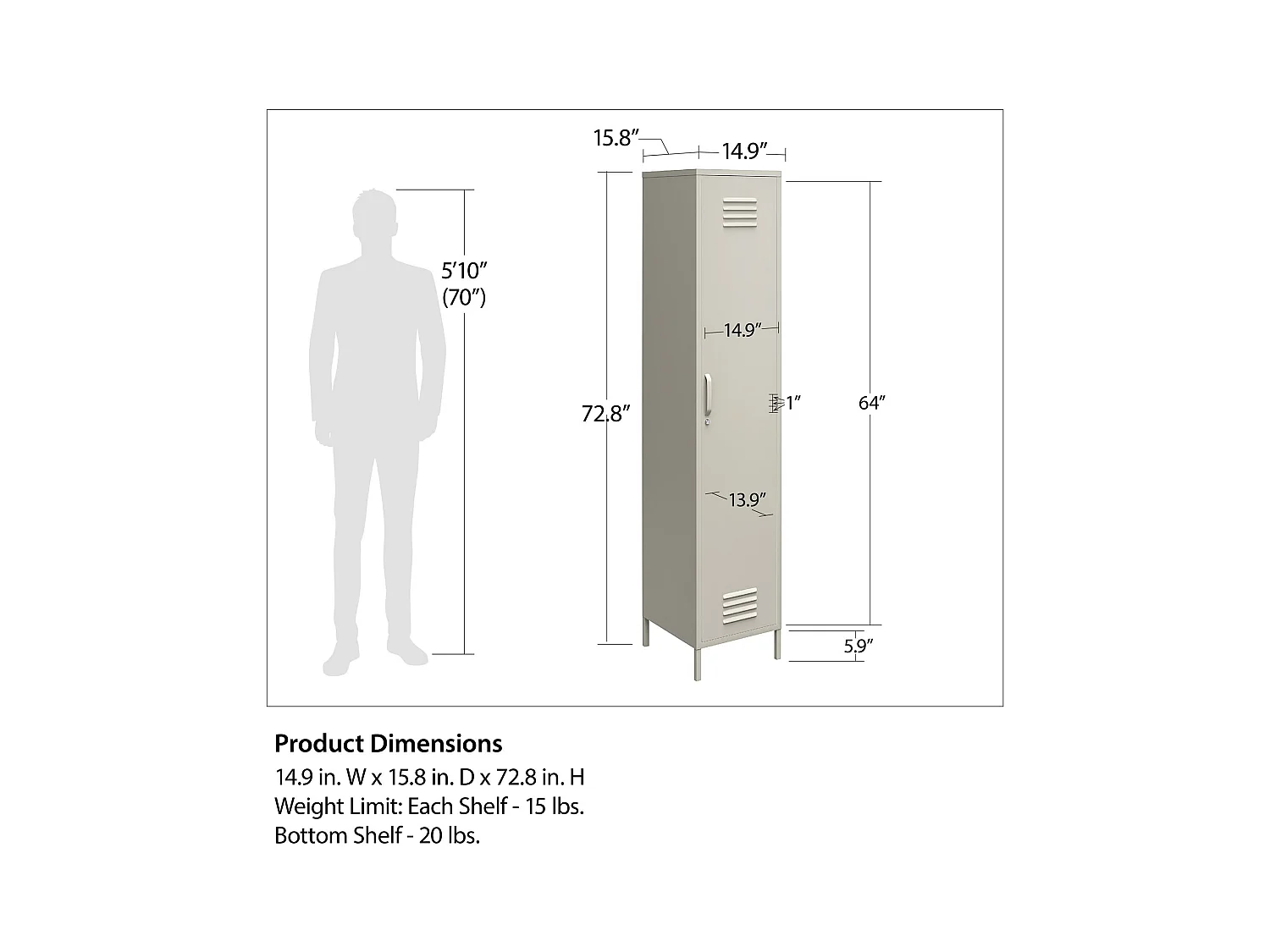 Bradford | Armoire 1 porte en métal gris graphite