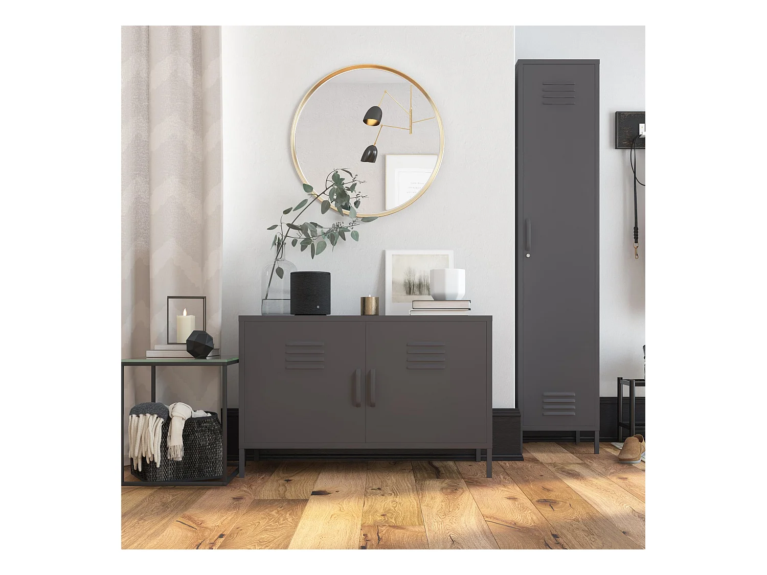 Bradford | Armoire 1 porte en métal gris graphite