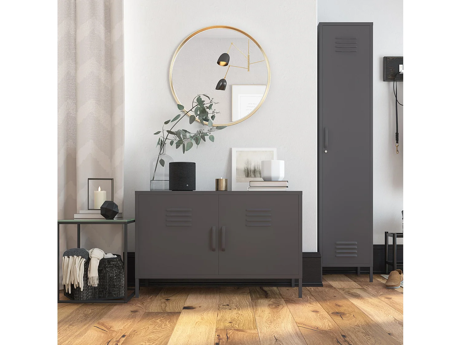 Bradford | Armoire 1 porte en métal gris graphite