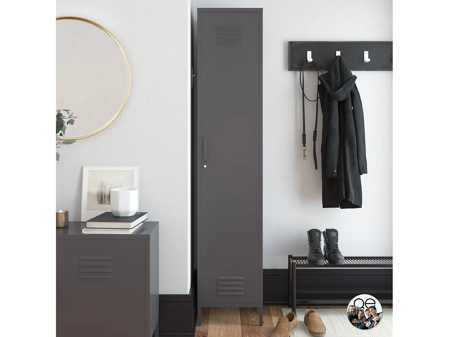 Bradford | Armoire 1 porte en métal gris graphite