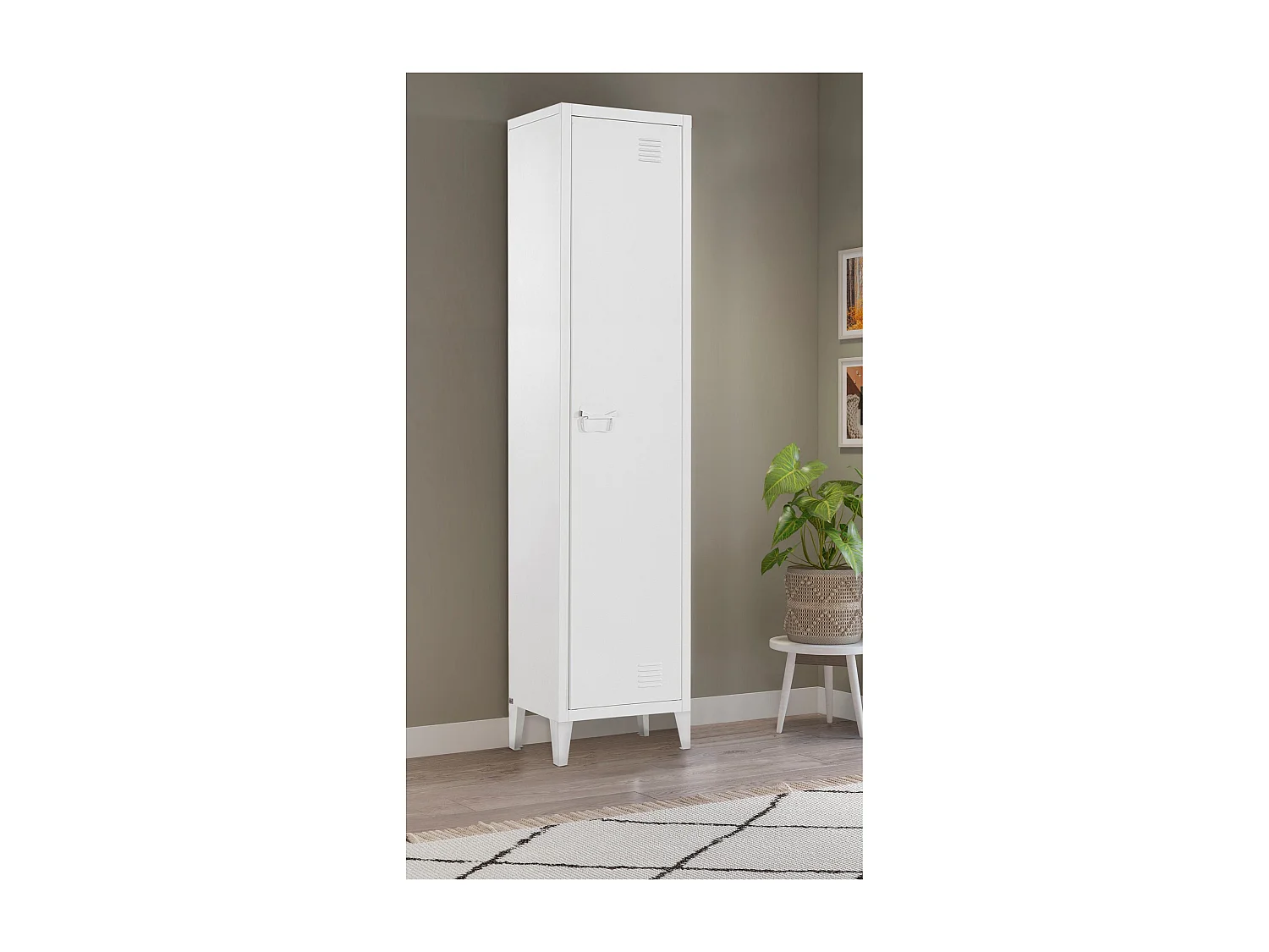 Mueble con 1 puerta en metal blanco