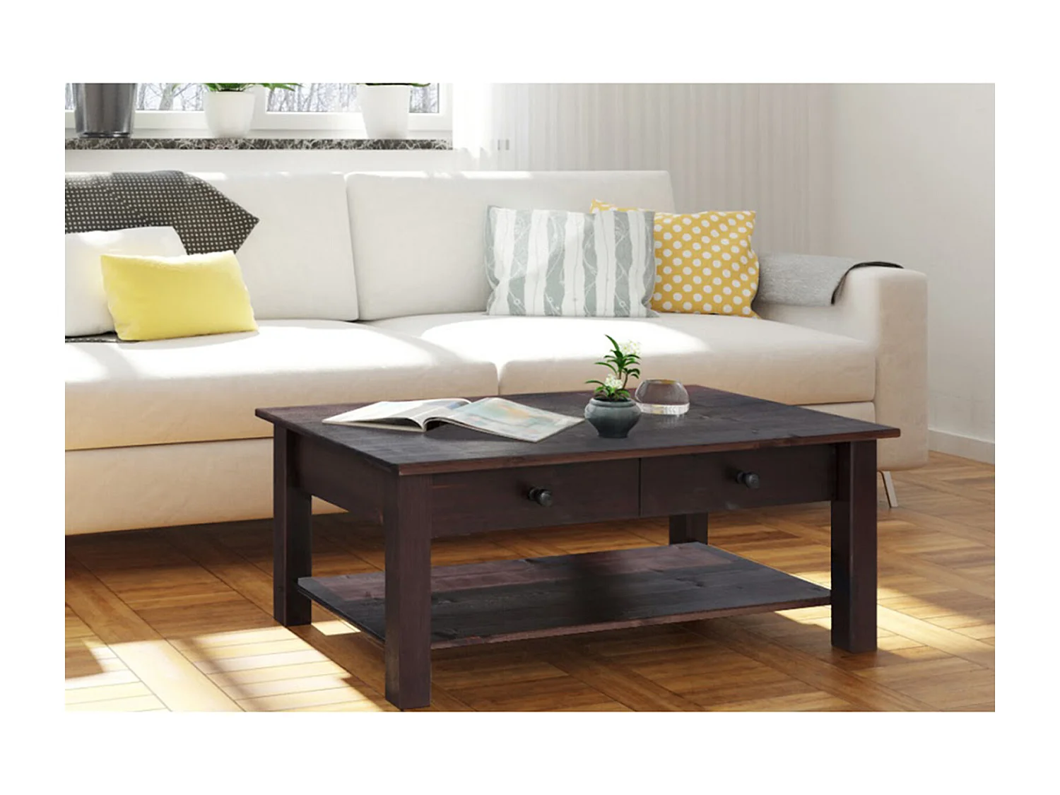 Chicago|Table basse en pin marron
