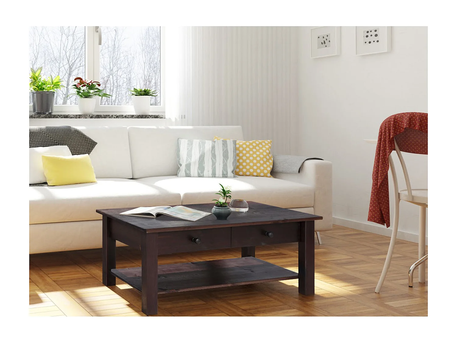 Chicago|Table basse en pin marron