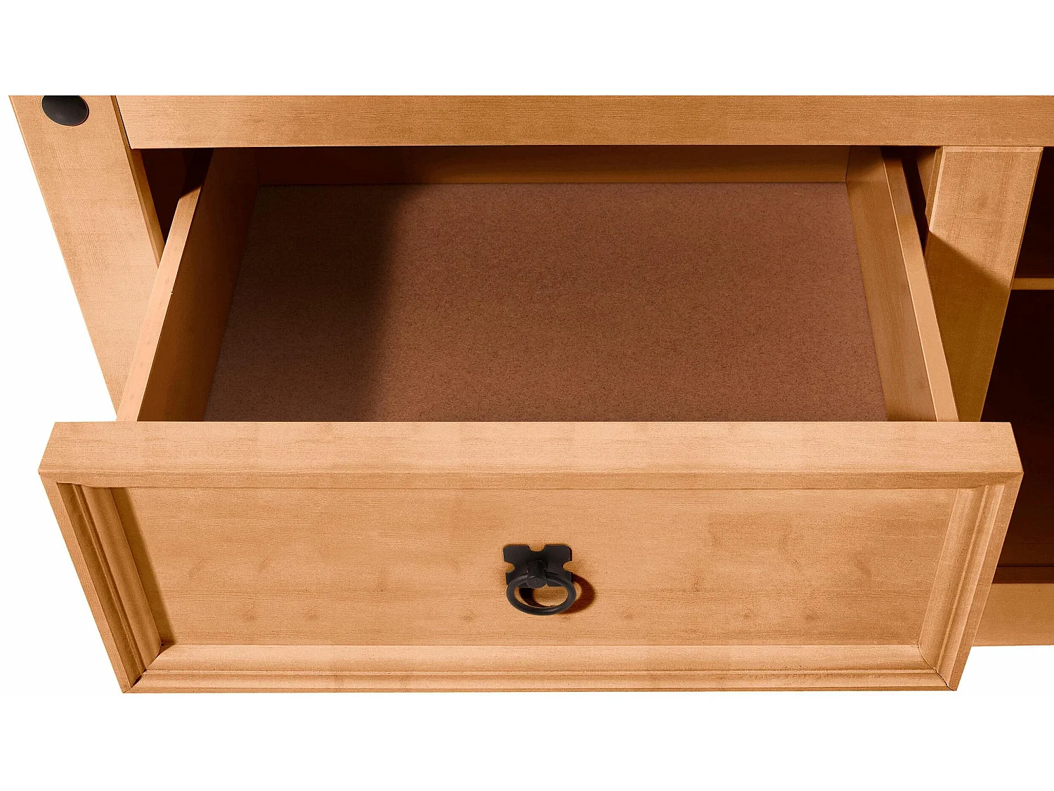 Mexico | Lowboard avec 2 tiroirs et 2 compartiments ouverts en pin nature