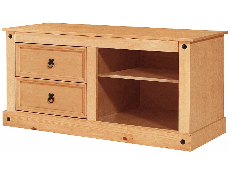 Lowboard mit 2 Schubladen und 2 offenen Fächern in Kiefer Natur